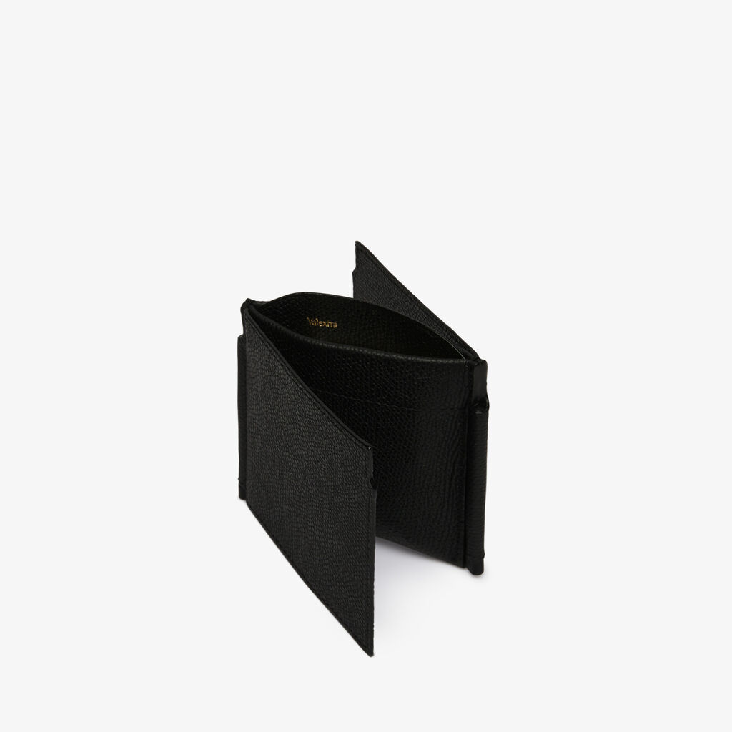 Valextra Portafoglio con fermasoldi trifold in Pelle Nera | Valextra Italia