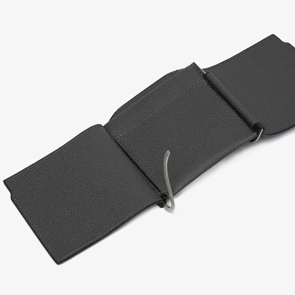 Valextra Portafoglio con fermasoldi trifold in Pelle Grigia | Valextra In Linea