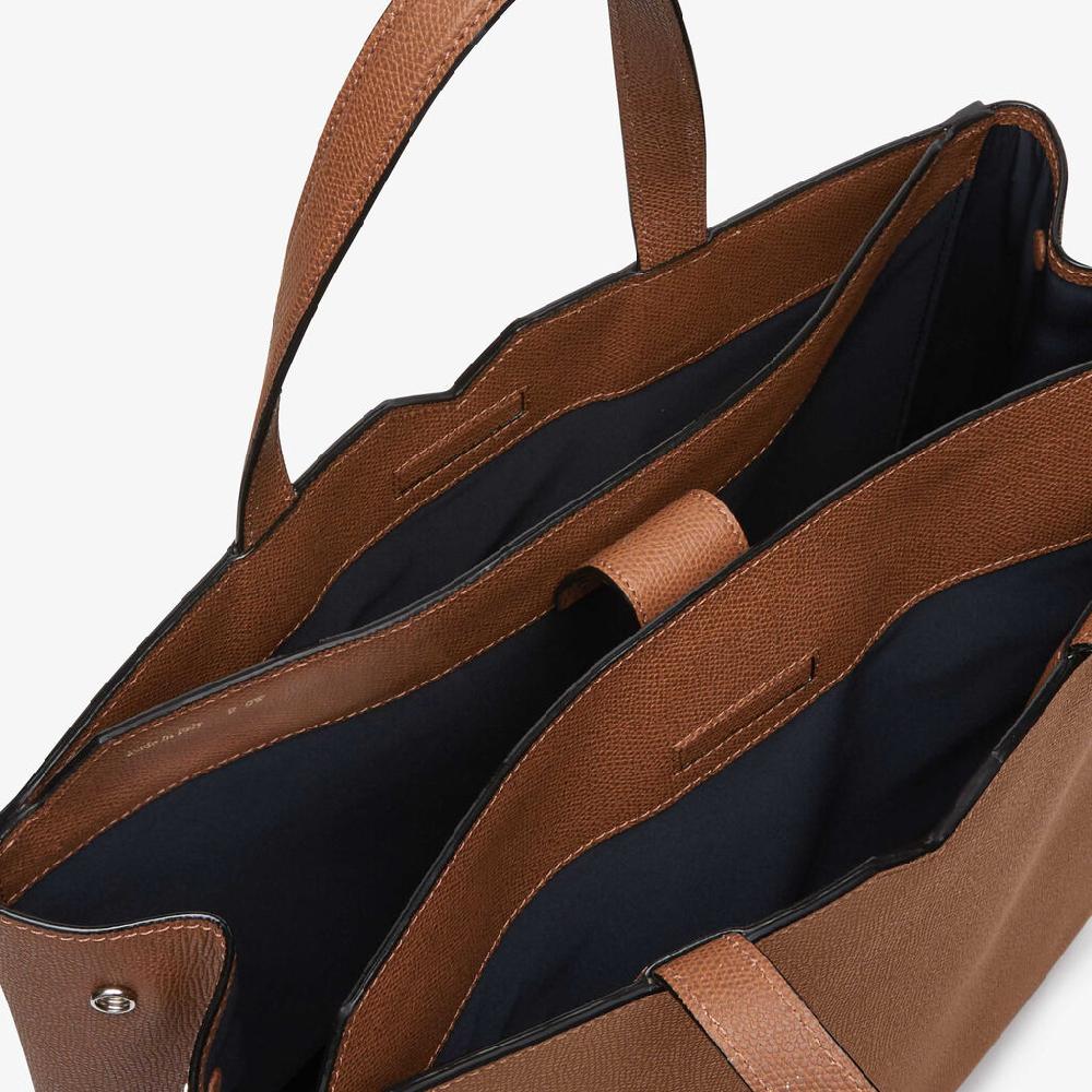 Valextra Borsa Shopping Uomo di Lusso in Pelle Marrone | Valextra V-Line Spedizione Gratuita