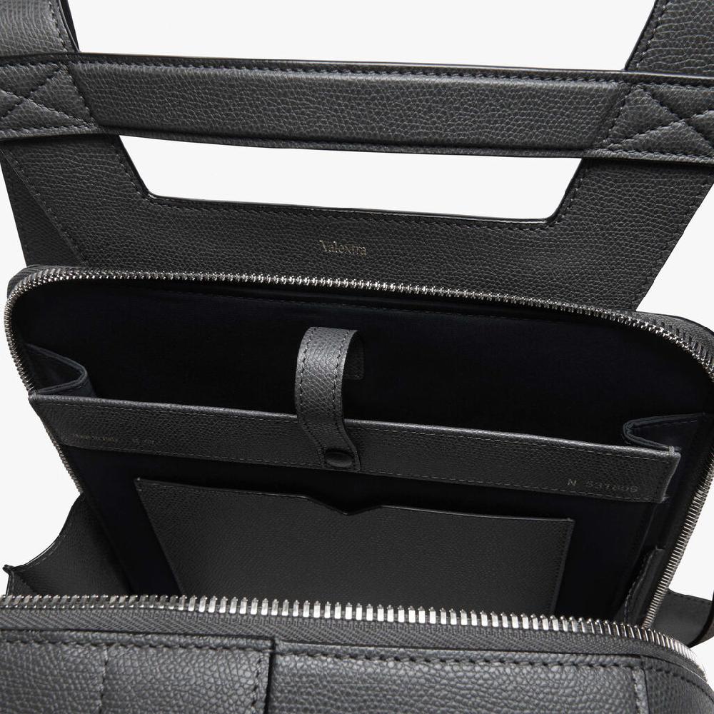 Valextra Valextra V-Line: Zaino da viaggio porta PC in Pelle Grigia Grande vendita
