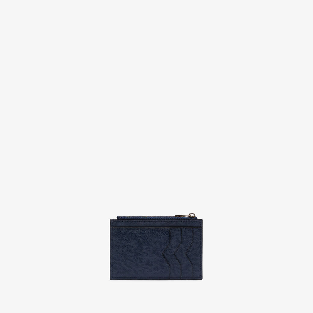 Valextra Porta carte da Uomo con zip di Lusso in Pelle Blu | Valextra