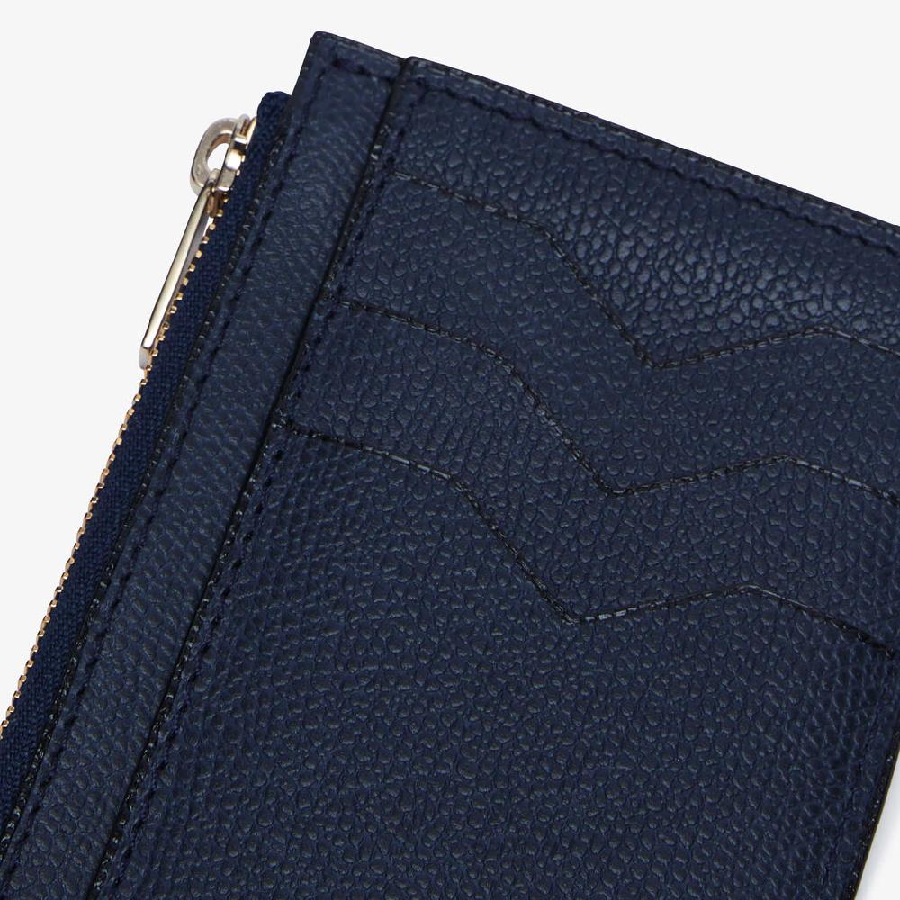 Valextra Porta carte da Uomo con zip di Lusso in Pelle Blu | Valextra Qualità Garantita