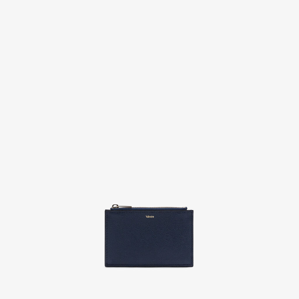 Valextra Porta carte da Uomo con zip di Lusso in Pelle Blu | Valextra Qualità Garantita