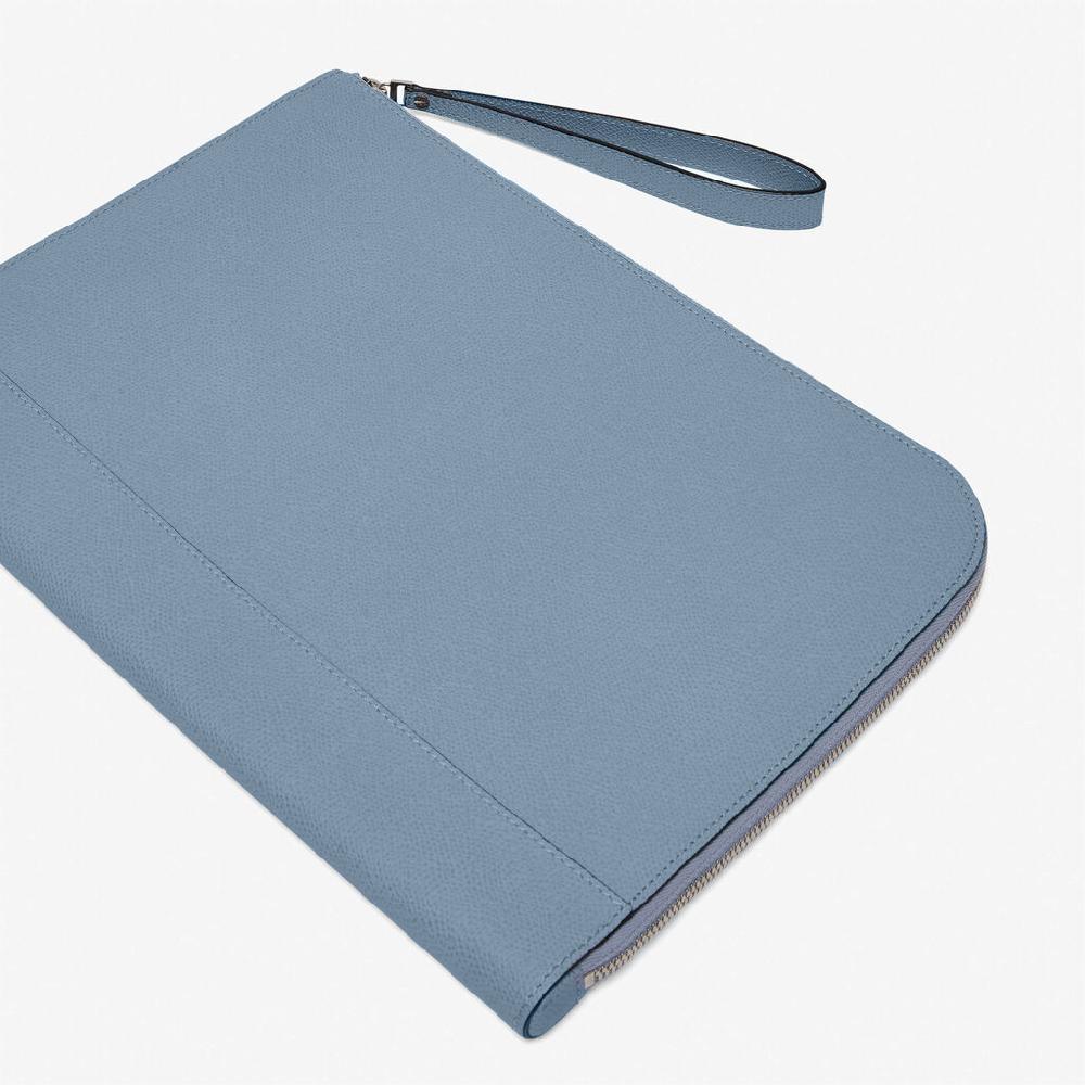 Valextra Pochette piatta portadocumenti in Pelle Azzurra | Valextra My Logo Acquista Ora