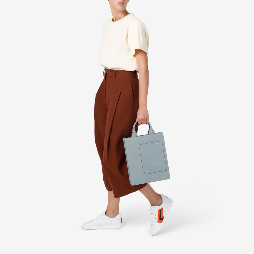 Valextra Tote bag Mini in Pelle Blu | Valextra Boxy Consegna Veloce
