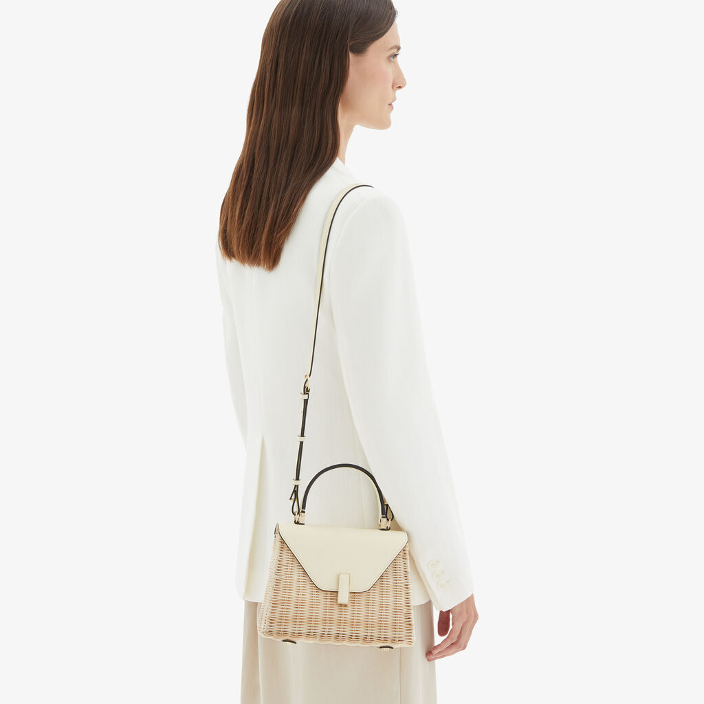 Valextra Borsa a mano Donna in Vimini e Pelle Bianca | Valextra Iside Sottocosto