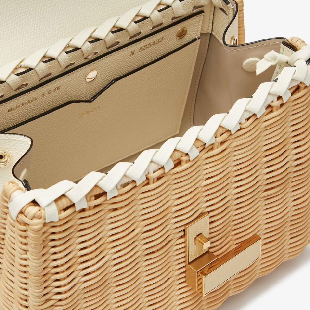 Valextra Borsa a mano Donna in Vimini e Pelle Bianca | Valextra Iside Sottocosto