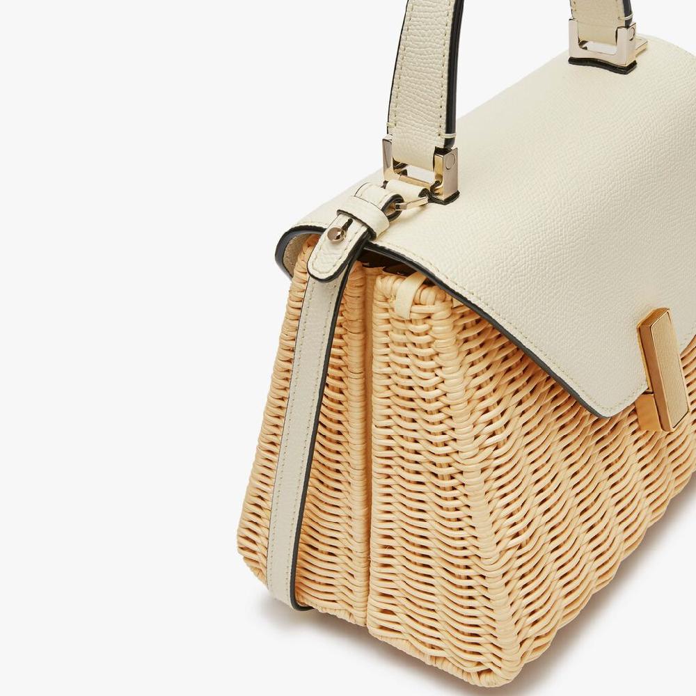Valextra Borsa a mano Donna in Vimini e Pelle Bianca | Valextra Iside Sottocosto