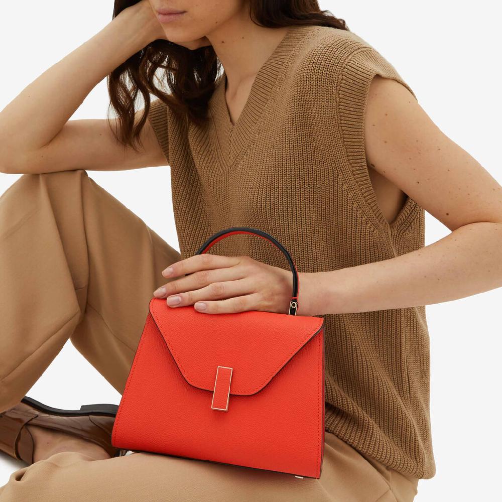 Valextra Borsa a mano Mini in Pelle Rossa Papavero | Valextra Iside Convenienza