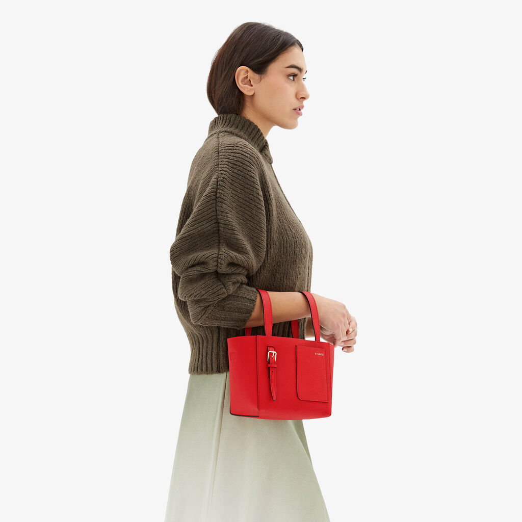 Valextra Borsa a secchiello da Donna di Lusso in Pelle Rossa | Valextra Soft Saldi Di Fabbrica