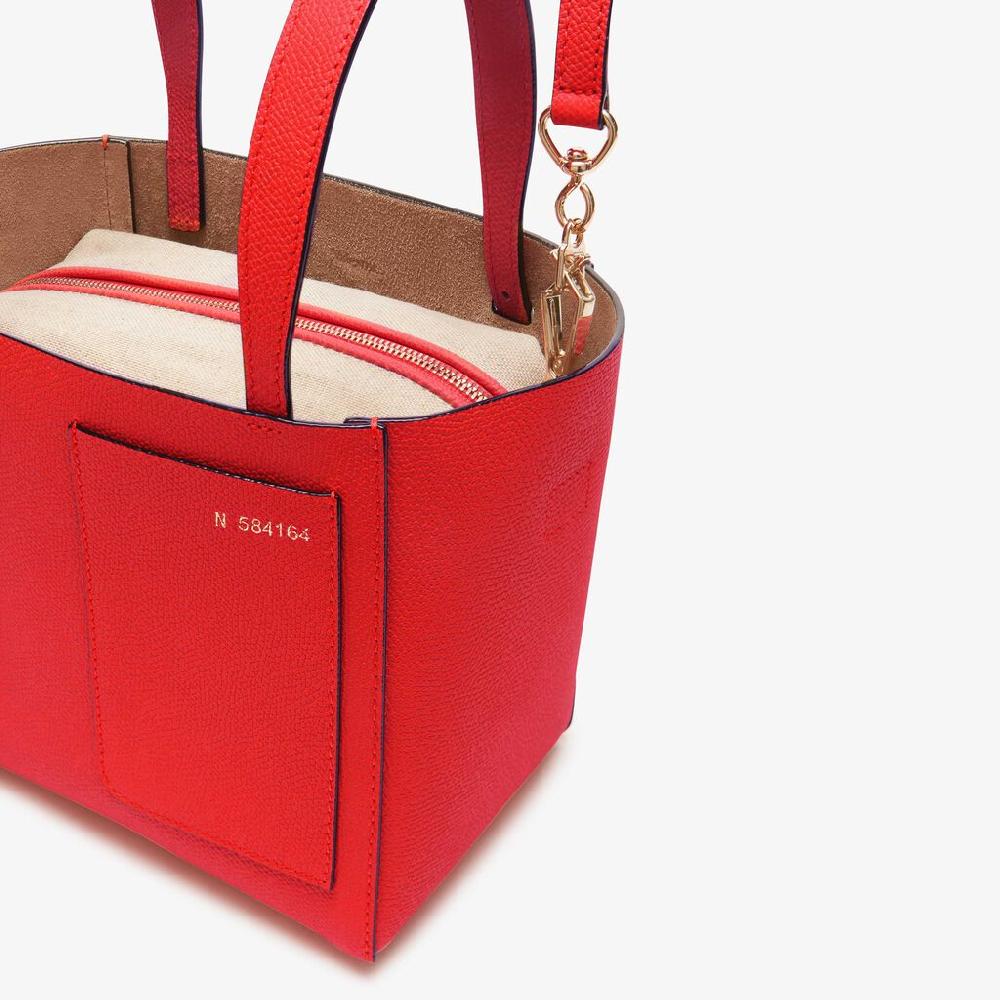 Valextra Borsa a secchiello da Donna di Lusso in Pelle Rossa | Valextra Soft Saldi Di Fabbrica