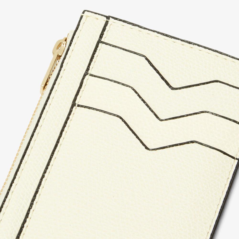 Valextra Porta carte raffinato in Pelle Bianca con zip | Valextra In Saldo