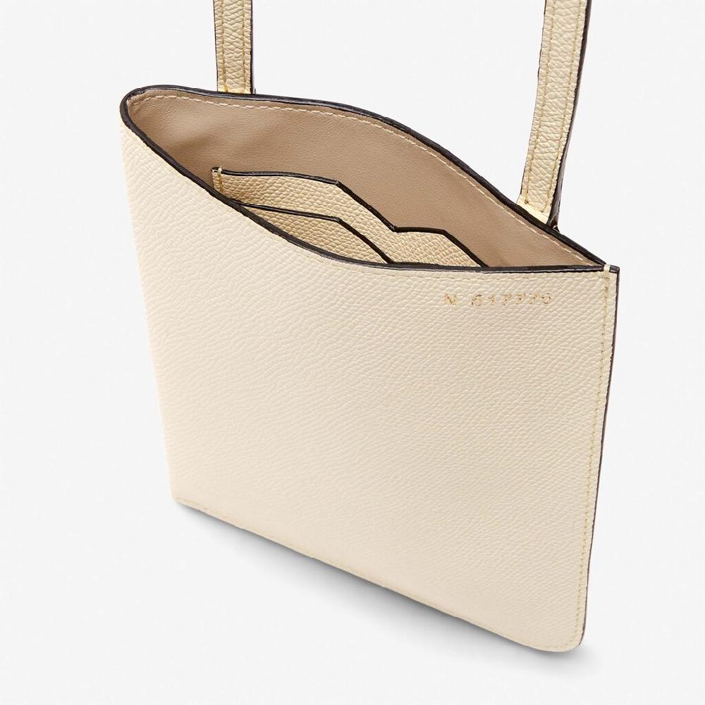 Valextra Borsa a tracolla sottile in Pelle Bianca | Valextra Soft Italy