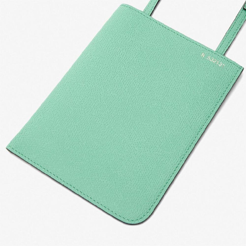 Valextra Portadocumenti a tracolla in Pelle Verde menta | Valextra Soft Rilascio limitato