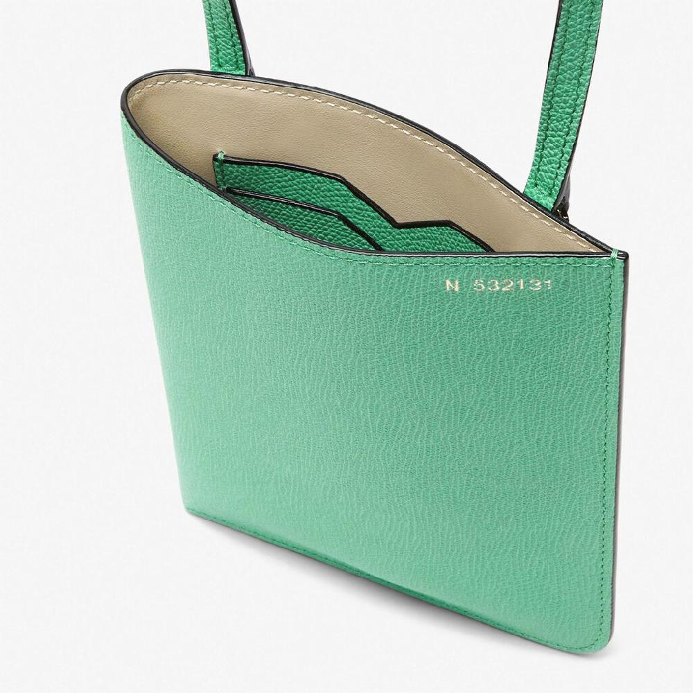 Valextra Portadocumenti a tracolla in Pelle Verde menta | Valextra Soft Rilascio limitato