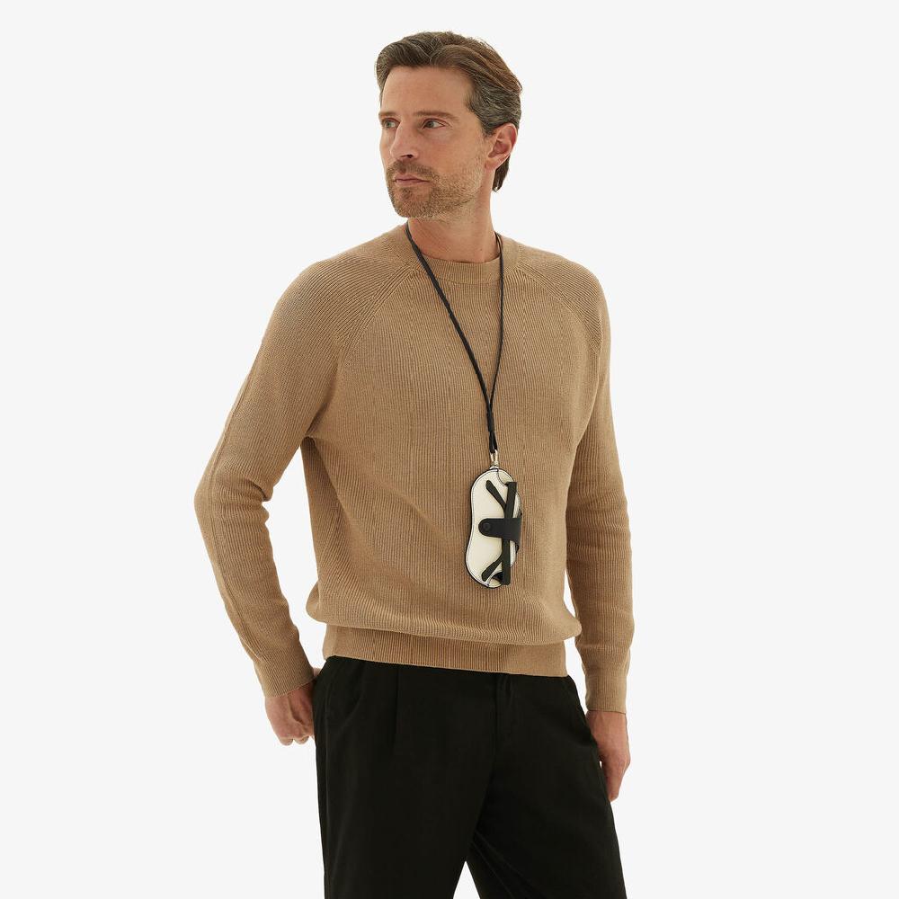 Valextra Porta occhiali in Pelle Bianca e Nera con tracolla | Valextra Fino al 50% di sconto