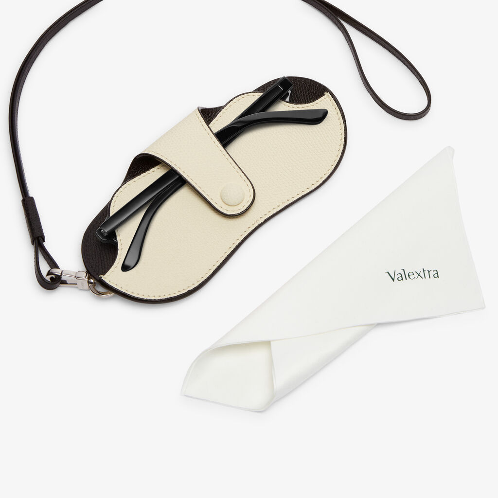 Valextra Custodia occhiali di Lusso in Pelle Bianca e Nera | Valextra Fino al 60% di sconto