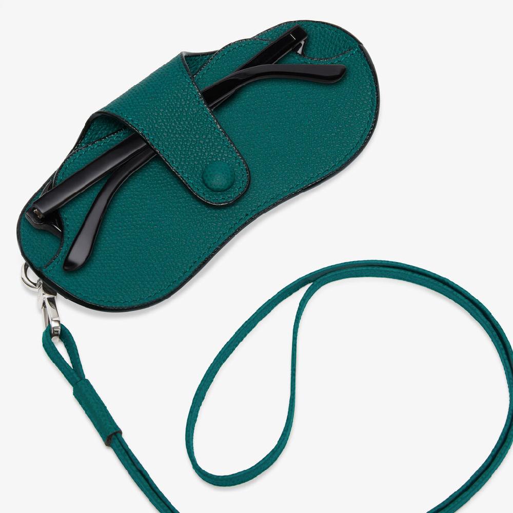 Valextra Porta occhiali a tracolla di Lusso in Pelle Verde Scura | Valextra Fino al 65% di sconto