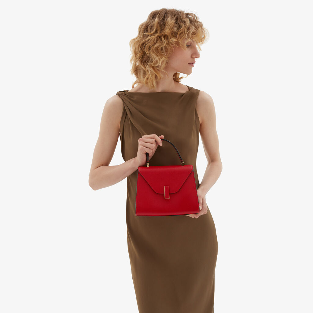 Valextra Valextra Iside: Borsa a mano Mini in Pelle Rossa Only for today