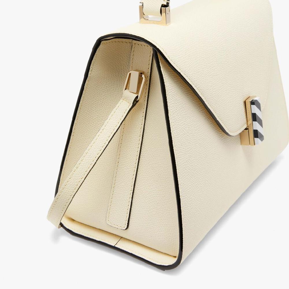 Valextra Borsa a mano da Donna in Pelle Panna e Nera | Valextra Iside Discount Store per i nuovi prodotti