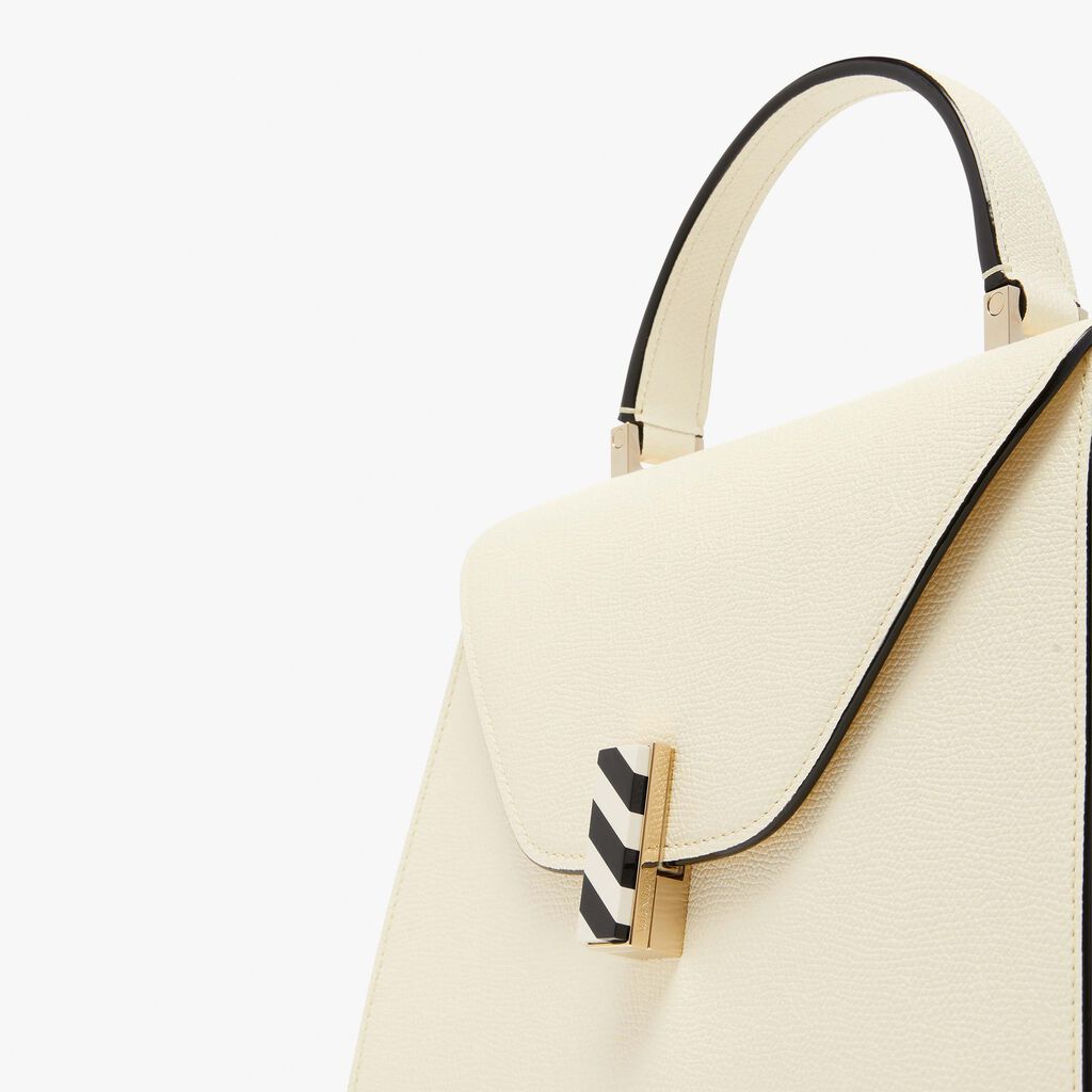 Valextra Borsa a mano da Donna in Pelle Panna e Nera | Valextra Iside Discount Store per i nuovi prodotti