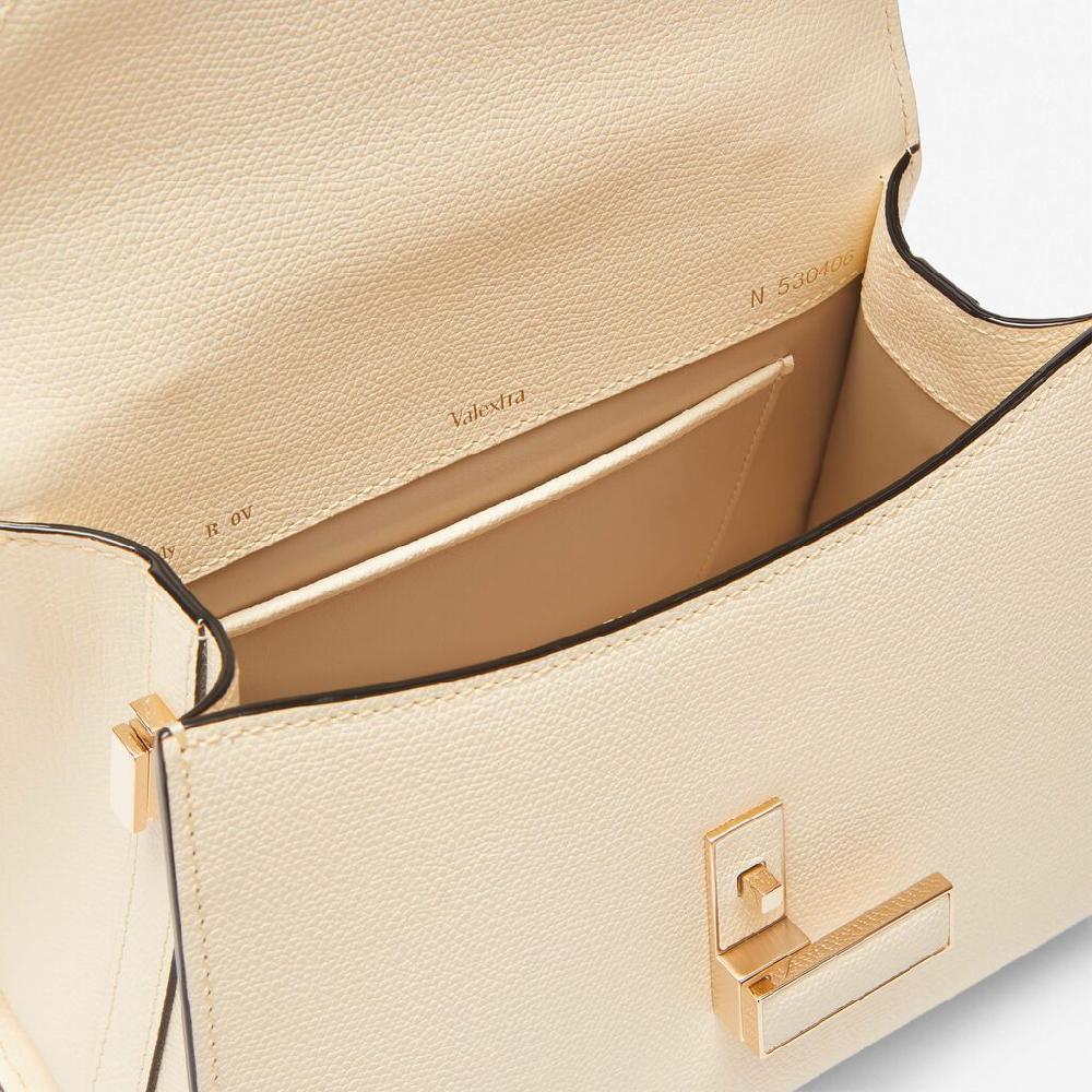 Valextra Borsa a mano Mini in Pelle Bianca con catena | Valextra Iside Presa
