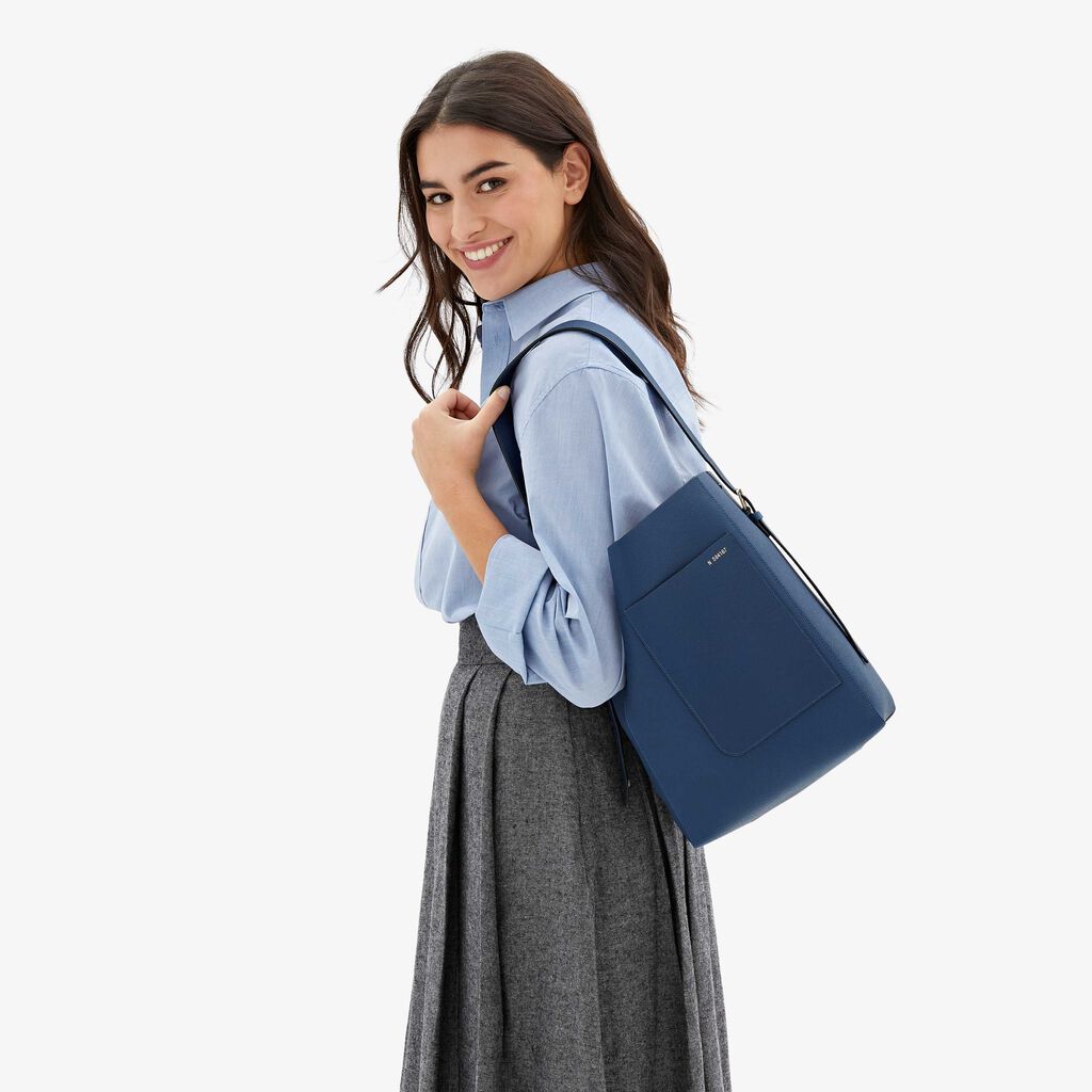 Valextra Borsa a secchiello da Donna in Pelle Blu Zaffiro | Valextra Soft Economico