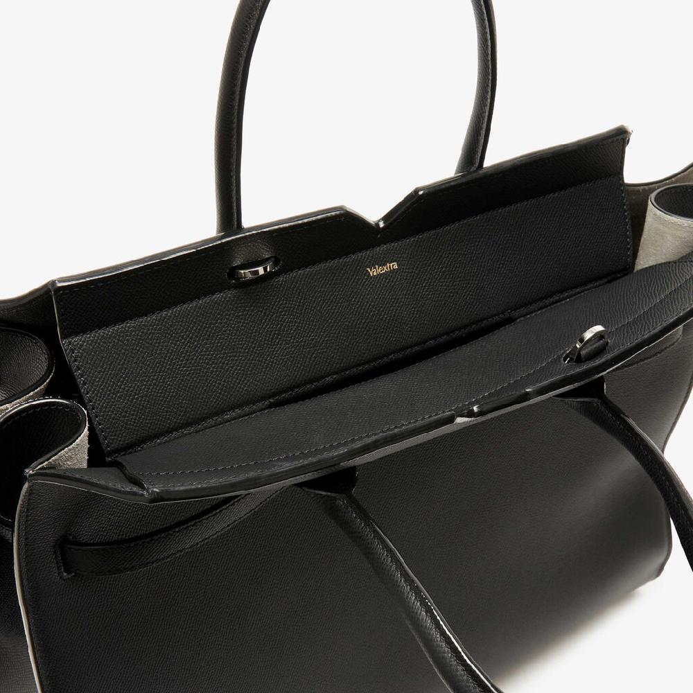 Valextra Borsa due manici grande da Donna di Lusso in Pelle Nera | Valextra Online