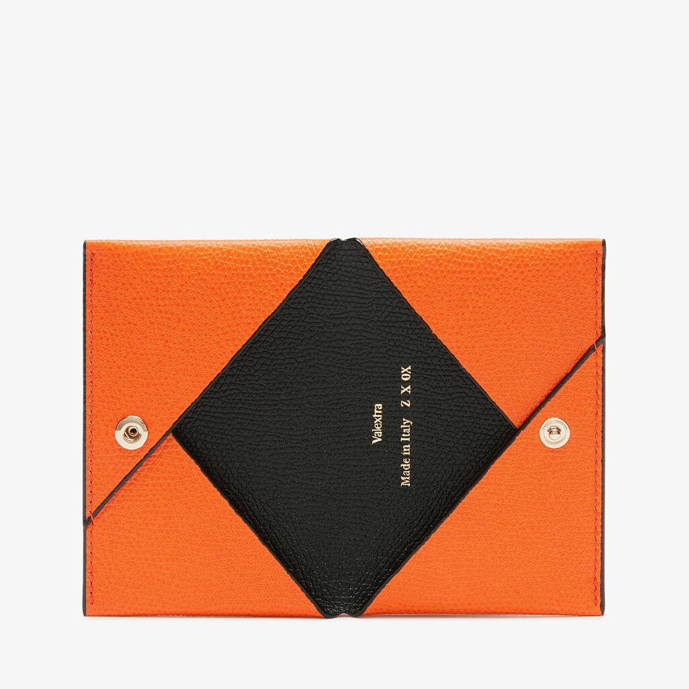 Valextra Portafoglio piccolo di Lusso in Pelle Arancione e Nera | Valextra Offerte