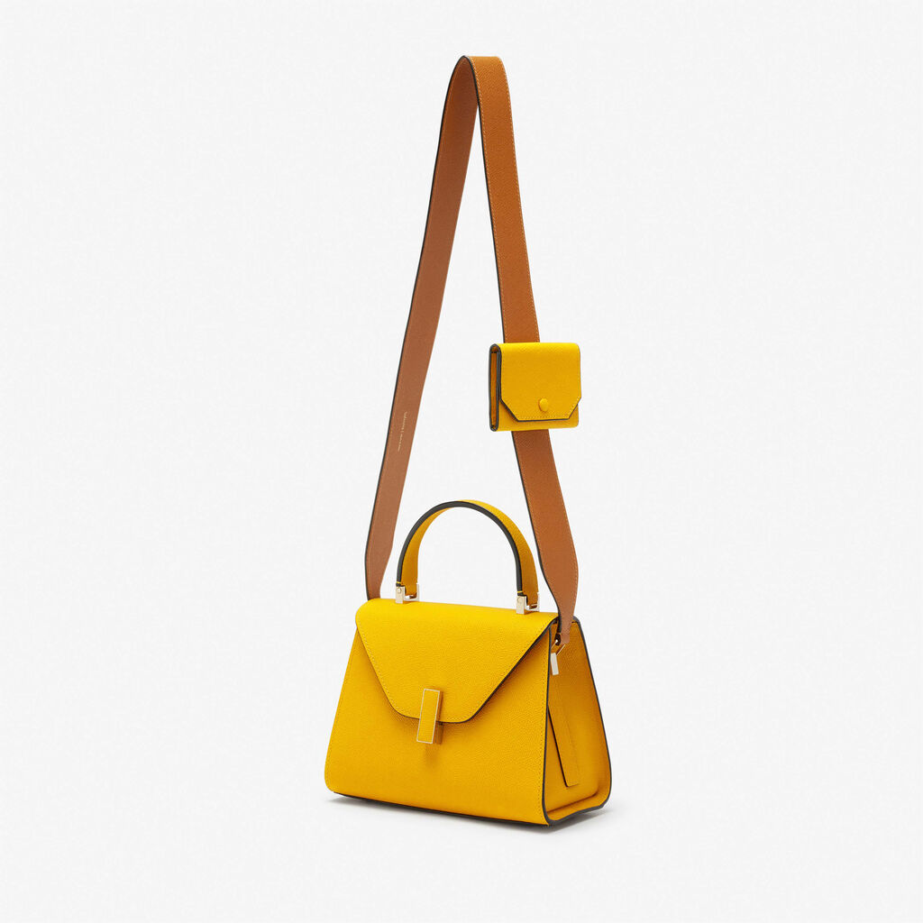 Valextra Tracolla in Pelle Marrone e Gialla con portamonete | Valextra Shopping online
