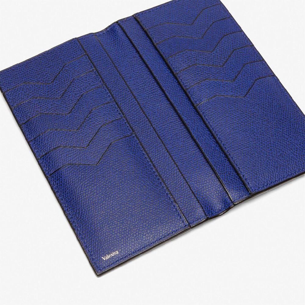 Valextra Portafoglio bifold verticale in Pelle Blu | Valextra Offerta per la Festa della Mamma
