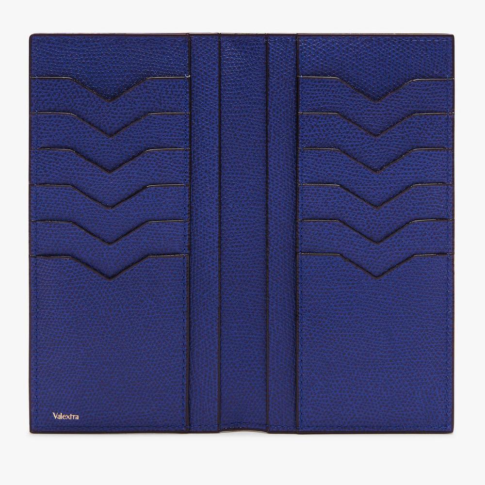 Valextra Portafoglio bifold verticale in Pelle Blu | Valextra Offerta per la Festa della Mamma