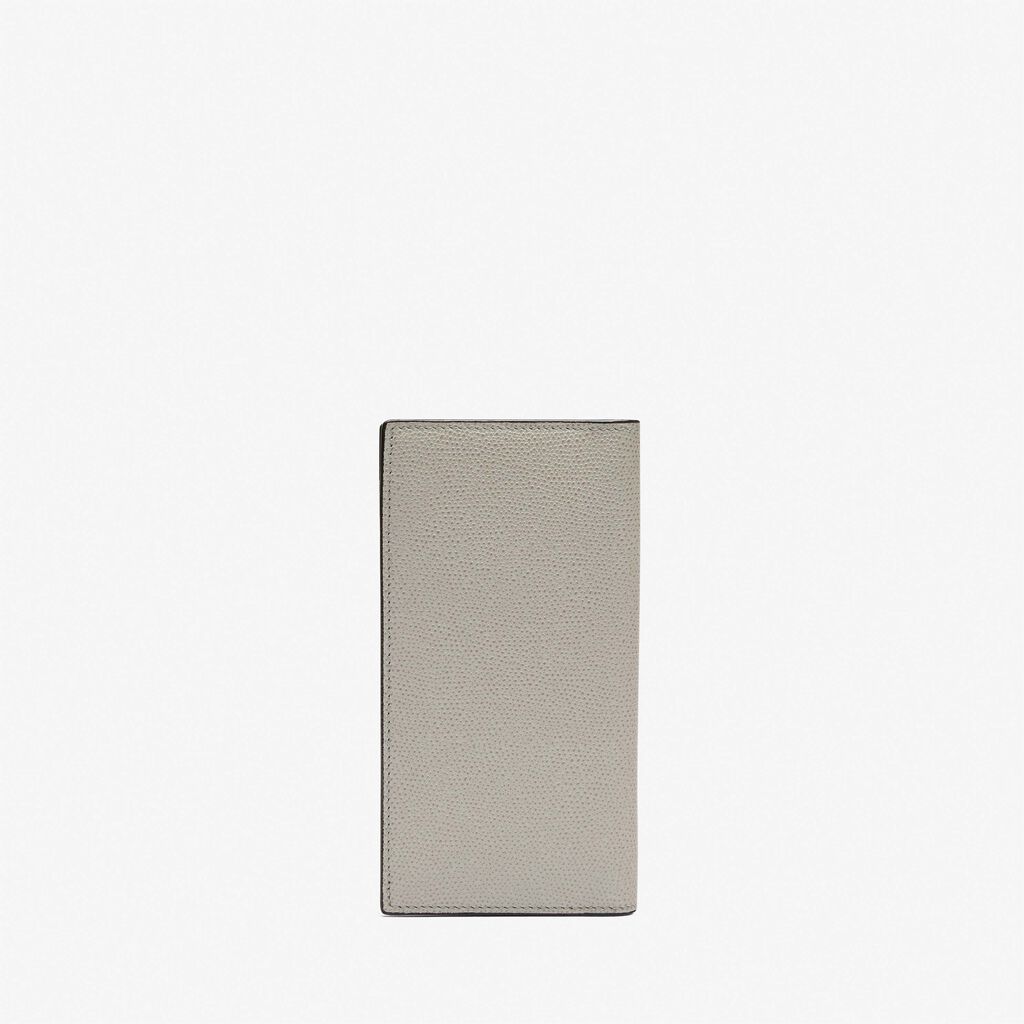 Valextra Portafoglio bifold verticale in Pelle Grigio chiaro | Valextra Offerta Giorno del Papà