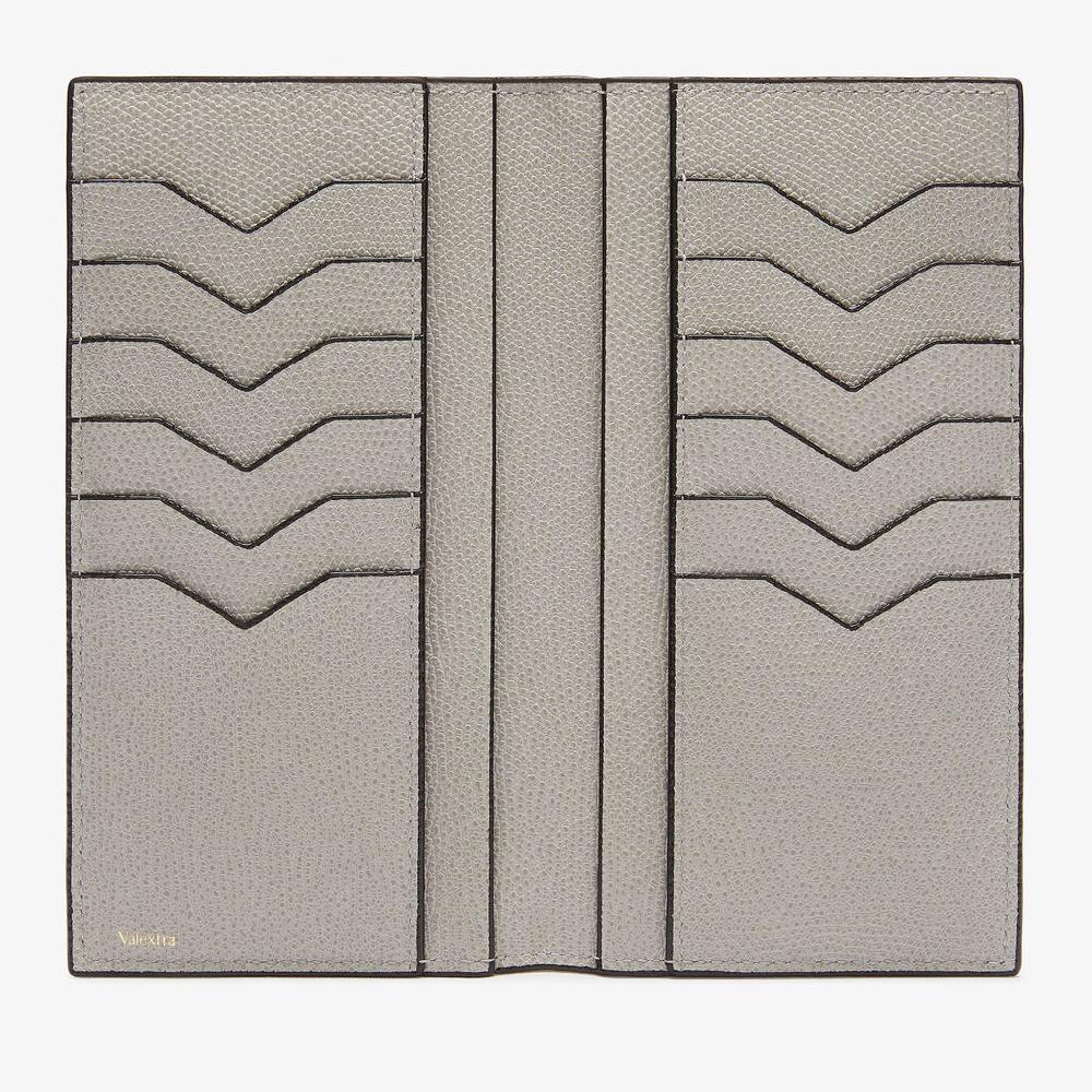 Valextra Portafoglio bifold verticale in Pelle Grigio chiaro | Valextra Offerta Giorno del Papà