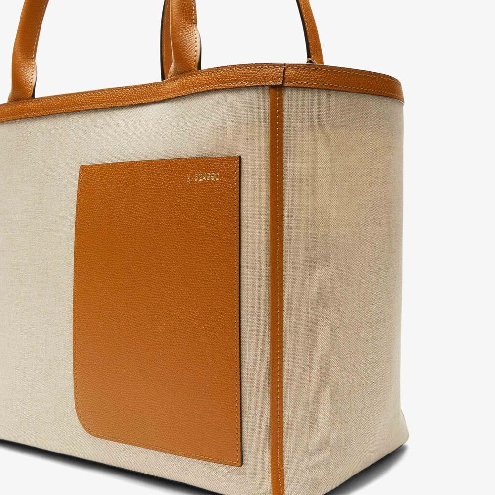Valextra Borsa shopping spaziosa in Tela Marrone | Valextra Latest fashion