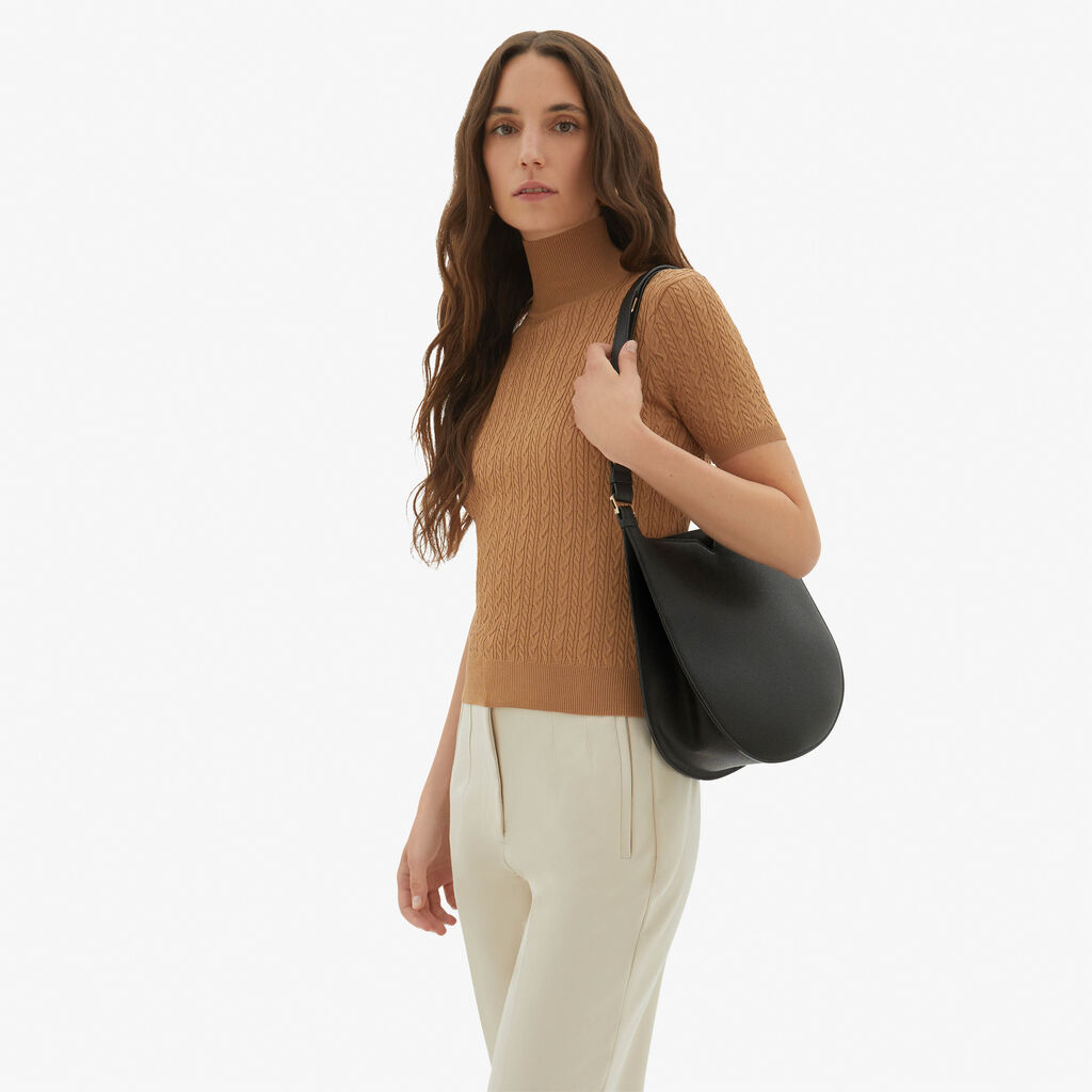 Valextra Borsa a spalla Media in Pelle Nera | Valextra Hobo Online Outlet