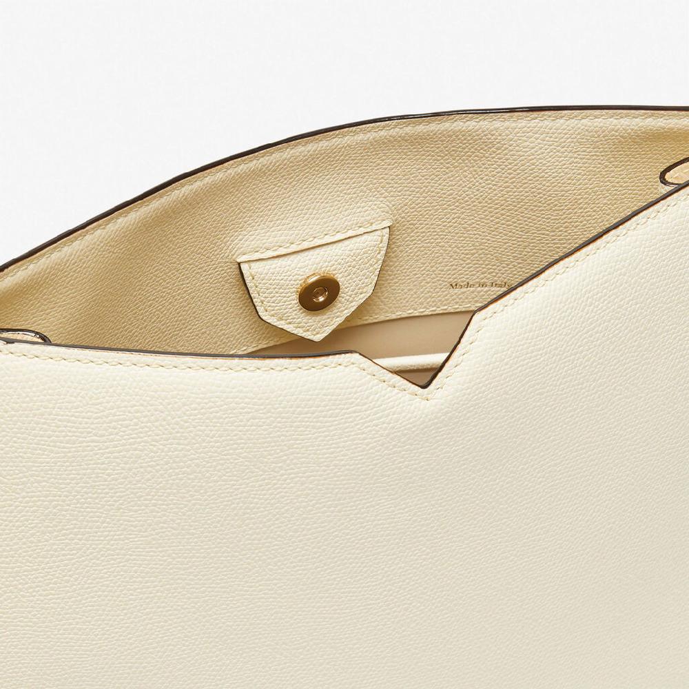 Valextra Borsa a spalla Media in Pelle Bianca | Valextra Hobo Offerta temporanea