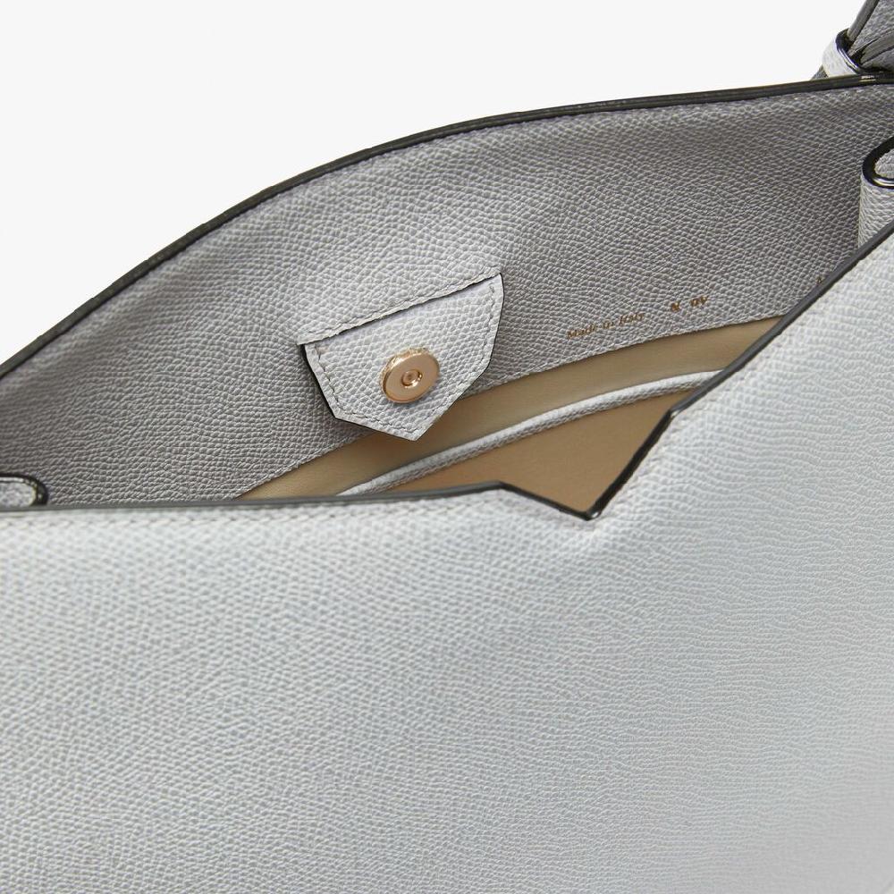 Valextra Borsa tonda da Donna in Pelle Grigia con tasche | Valextra Hobo Offerte esclusive