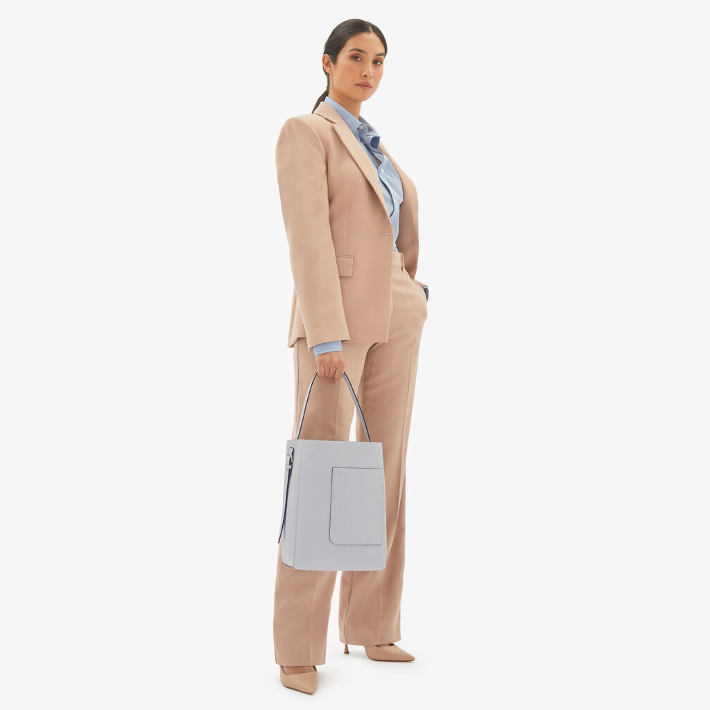 Valextra Borsa a secchiello da Donna in Pelle Grigia | Valextra Soft Comprane uno, ottenene uno gratis