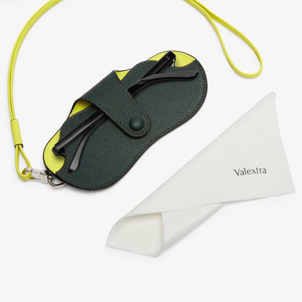 Valextra Custodia occhiali di Lusso in Pelle Verde e Gialla lime | Valextra Offerte speciali