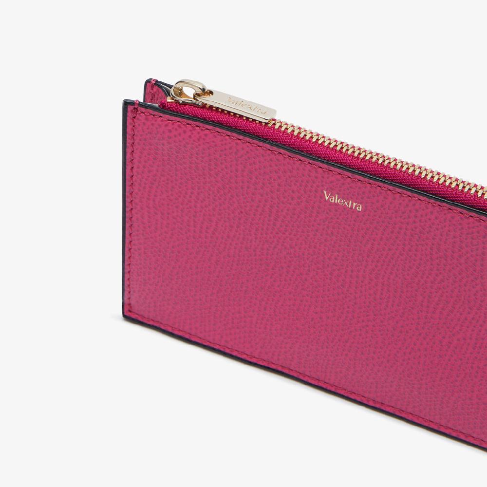 Valextra Porta carte da Donna con zip di Lusso in Pelle Rosa | Valextra Ultimo giorno