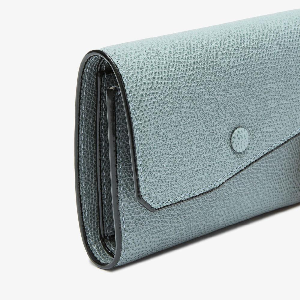 Valextra Portafoglio piccolo di Lusso in Pelle Azzurra | Valextra Pocket Offerta speciale della fabbrica