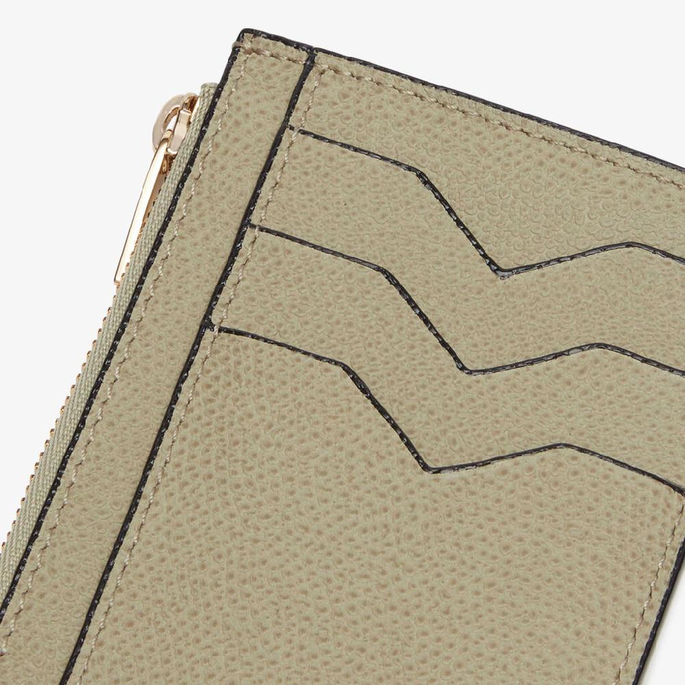 Valextra Porta carte di Lusso con zip in Pelle Verde tundra | Valextra Sostegno trimestrale