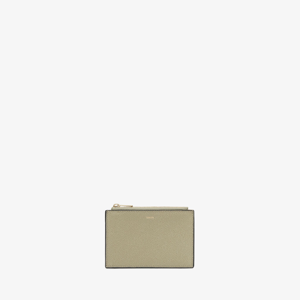 Valextra Porta carte di Lusso con zip in Pelle Verde tundra | Valextra Sostegno trimestrale