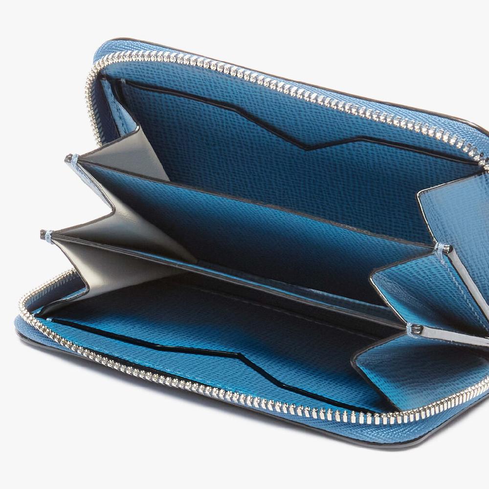 Valextra Porta carte di Lusso in Pelle Blu Cobalto | Valextra Zip Around Fino al 55% di sconto