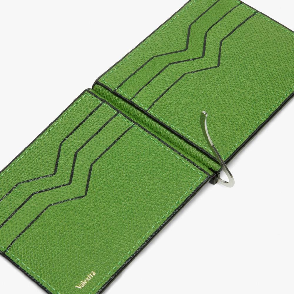 Valextra Portafoglio con fermasoldi in Pelle Verde | Piccola pelletteria Valextra Enormi sconti