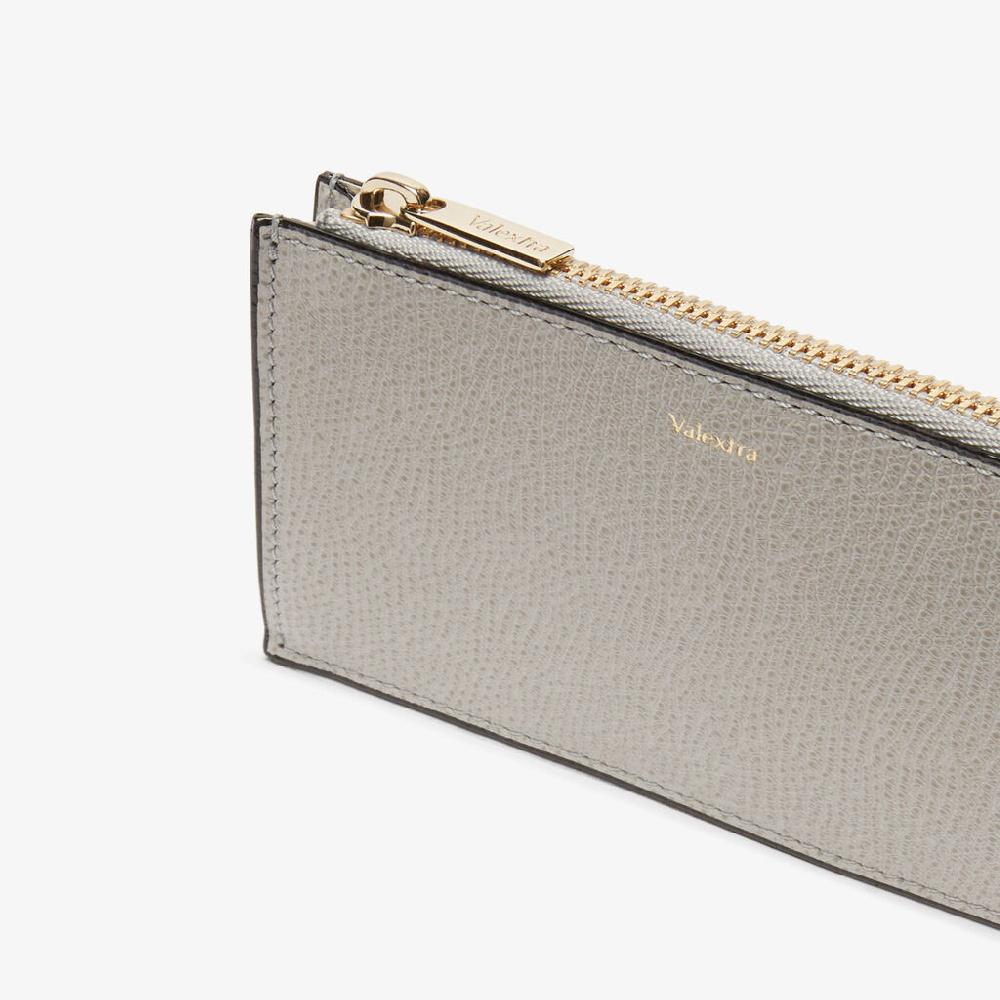 Valextra Portafoglio portamonete in Pelle Grigio chiaro | Valextra Officina