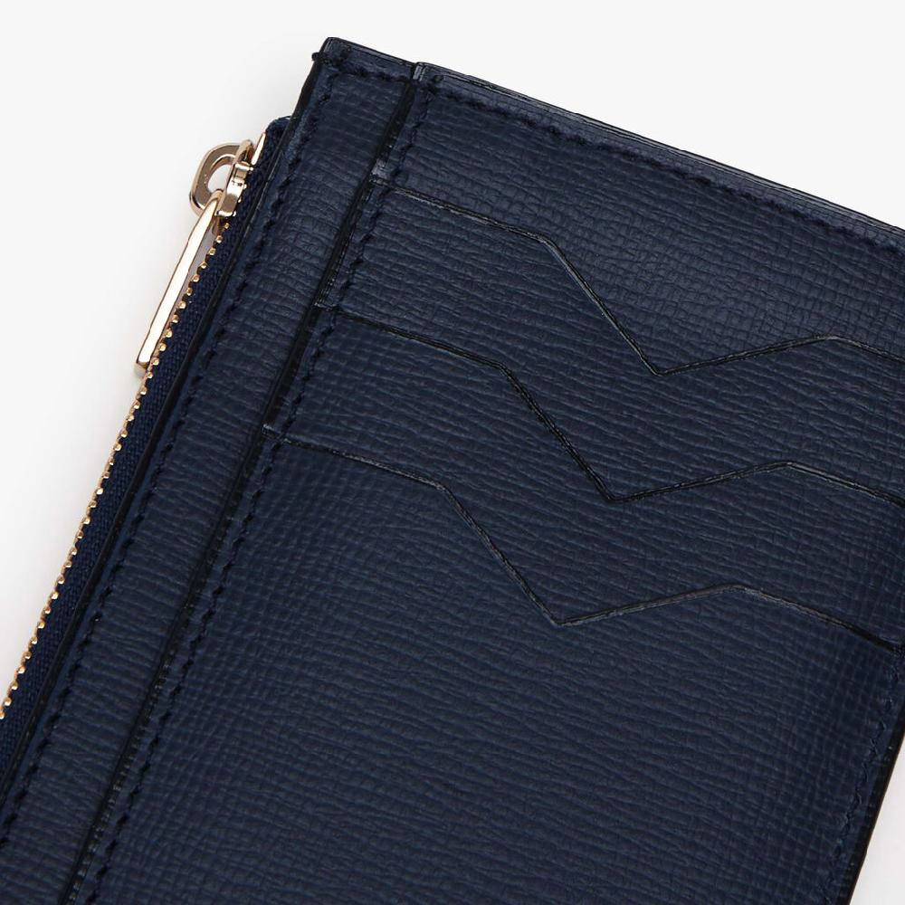 Valextra Porta Carte Con Cerniera in Pelle Blu di Lusso | Valextra Limitato a 3 giorni