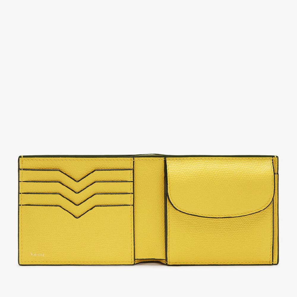 Valextra Portafoglio bifold da Donna di Lusso in Pelle Gialla | Valextra In vendita