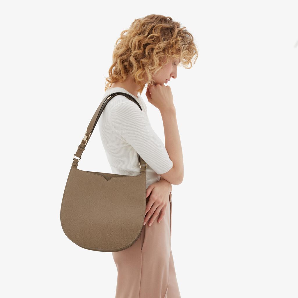 Valextra Borsa a spalla Media in Pelle Tortora | Valextra Hobo Soddisfazione Garantita